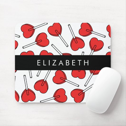 Red Lollipops, Heart Lollipops, Lolly, Your Name Mousepad (Mit Mouse)