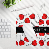 Red Lollipops, Heart Lollipops, Lolly, Your Name Mousepad