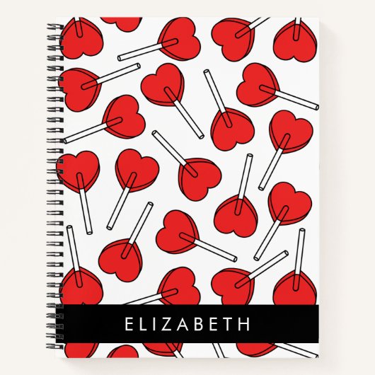 Red Lollipops, Heart Lollipops, Lolly, Your Name Notizblock (Vorderseite)
