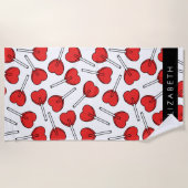 Red Lollipops, Heart Lollipops, Lolly, Your Name Strandtuch (Vorderseite)