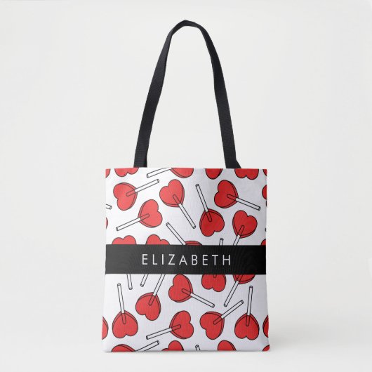 Red Lollipops, Heart Lollipops, Lolly, Your Name Tasche (Vorderseite)