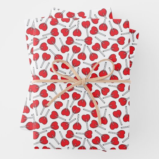 Red Lollipops, Herz Lollipops, Lollipop Muster Geschenkpapier Set (Beispiel)