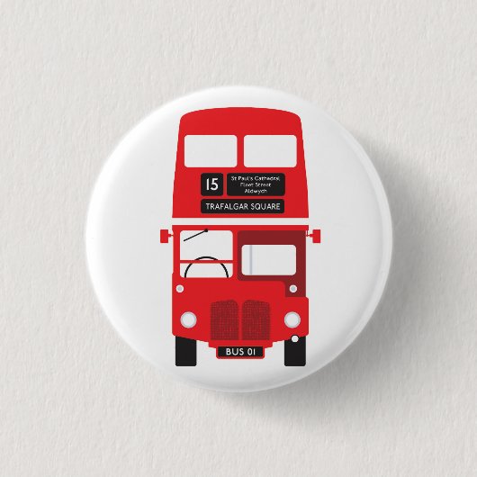 Red London Bus Abzeichen Button (Vorderseite)