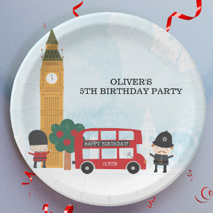 Red London Bus & Clock Tower Kindergeburtstag Part Pappteller