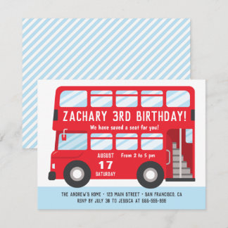 Red London Bus Kindergeburtstag Party Einladung
