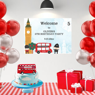 Red London Bus und Uhrturm Geburtstag Willkommen Poster