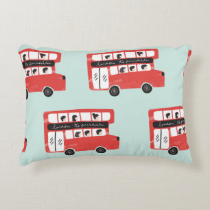Red London Bus Vintages Muster Dekokissen