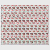 Red London Bus Vintages Muster Geschenkpapier (Flach)
