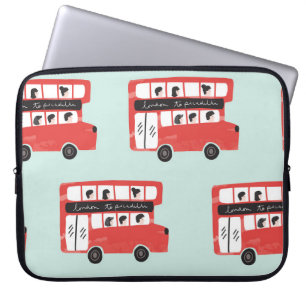 Red London Bus Vintages Muster Laptopschutzhülle