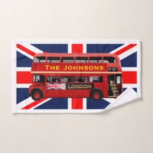 Red London Doppeldecker Bus Badhandtuch Set