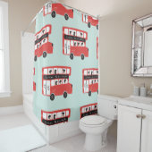 Red London Doppeldecker Bus Nahtloses Muster vint Duschvorhang (Beispiel)