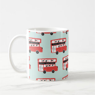Red London Doppeldecker Bus Nahtloses Muster vint Kaffeetasse