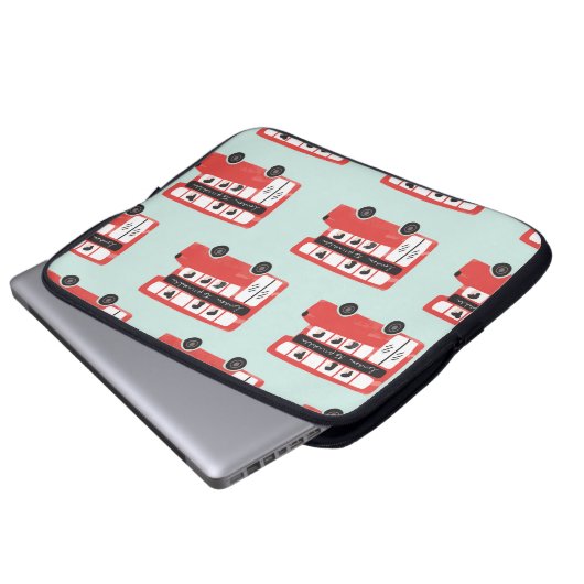 Red London Doppeldecker Bus Nahtloses Muster vint Laptopschutzhülle (Vorne Knopf)