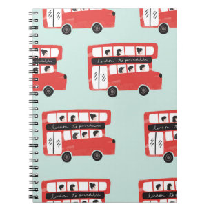 Red London Doppeldecker Bus Nahtloses Muster vint Notizblock
