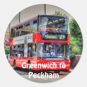 Red London Double Decker Bus - England, Großbritan Runder Aufkleber