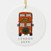 Red London Double Decker Bus Weihnachts-Foto Keramik Ornament (Vorne)