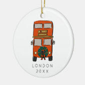 Red London Double Decker Bus Weihnachts-Foto Keramik Ornament (Links)