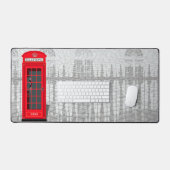 Red London Phone Booth with Name Schreibtischunterlage (Tastatur & Maus)