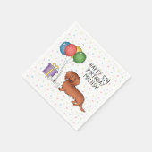 Red Long Hair Dackel Cartoon Hund Happy Birthday Serviette (Ecke)