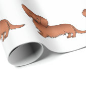 Red Long Hair Dackel Niedlich Cartoon Dog Muster Geschenkpapier (Rolleneckpunkt)