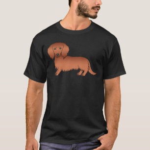 Red Long Hair Dackel Niedlich Cartoon Dog T-Shirt