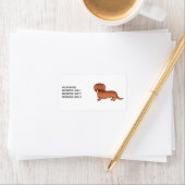 Red Long Hair Dackel Niedlich Cartoon Dog & Text Adressaufkleber (Insitu)