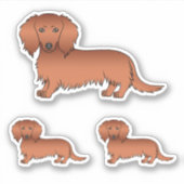 Red Long Hair Dackel Niedlich Cartoon Dog Zeichnun Aufkleber (Vorderseite)