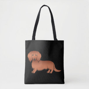Red Long Hair Dackel Niedlich Cartoon Hund auf sch Tasche