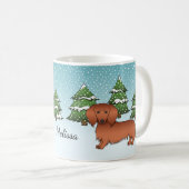 Red Long Hair Dackel Niedlich Dog - Winterwald Kaffeetasse (VorderseiteRechts)