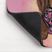 Red Long Hair Dackel Oster Mousepad (Ecke)