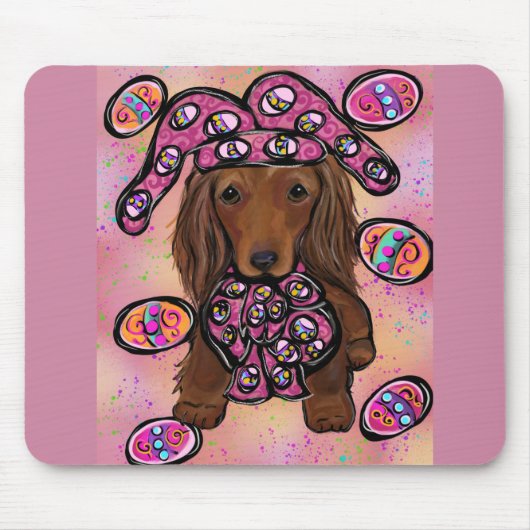 Red Long Hair Dackel Oster Mousepad (Vorne)