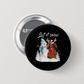 Red Long Hair Dackel Santa Dog Weihnachtsschnee Button (Vorne & Hinten)
