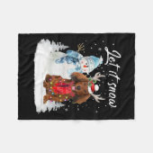 Red Long Hair Dackel Santa Dog Weihnachtsschnee Fleecedecke (Vorderseite (Horizontal))