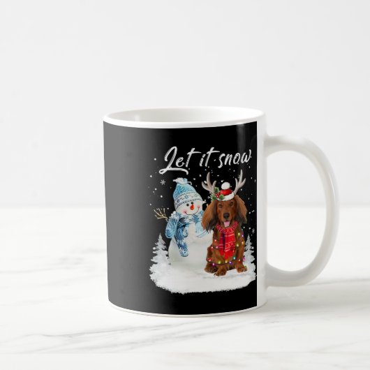 Red Long Hair Dackel Santa Dog Weihnachtsschnee Kaffeetasse (Rechts)