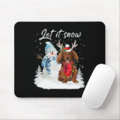 Red Long Hair Dackel Santa Dog Weihnachtsschnee Mousepad (Mit Mouse)