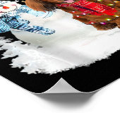 Red Long Hair Dackel Santa Dog Weihnachtsschnee Poster (Ecke)