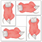 RED LONG JOHNS CAT 8"X8" Vinyl Sticker (Vorderseite)