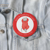 RED LONG JOHNS CAT Child ID Button - Rot (Beispiel)