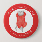 RED LONG JOHNS CAT Child ID Button - Rot (Vorderseite)
