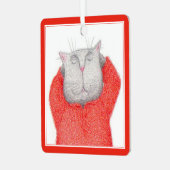 RED LONG JOHNS CAT Metal Square Ornament Aus Metall (Vorderseite links)