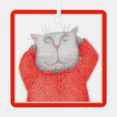 RED LONG JOHNS CAT Metal Square Ornament Aus Metall (Rückseite)