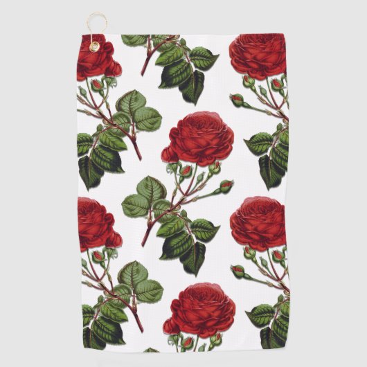 Red Long Steam Rose Muster Golfhandtuch (Vorderseite)