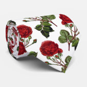 Red Long Steam Rose Muster Krawatte (Gerollt)