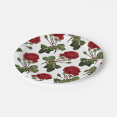 Red Long Steam Rose Muster Pappteller (Schrägansicht)