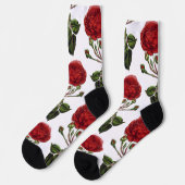 Red Long Steam Rose Muster Socken (Linkes Detail)