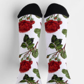 Red Long Steam Rose Muster Socken (Oben)