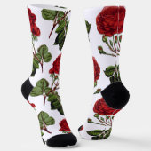 Red Long Steam Rose Muster Socken (Gewinkelt)