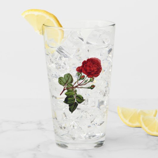 Red Long Stem Rose Glas (Vorderseite Ice)