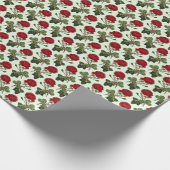 Red Long Stem Rose Muster Minze Green Hintergrund Geschenkpapier (Ecke)