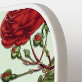 Red Long Stem Rose Muster Minze Green Hintergrund Pickleball Schläger (Linke Seite)